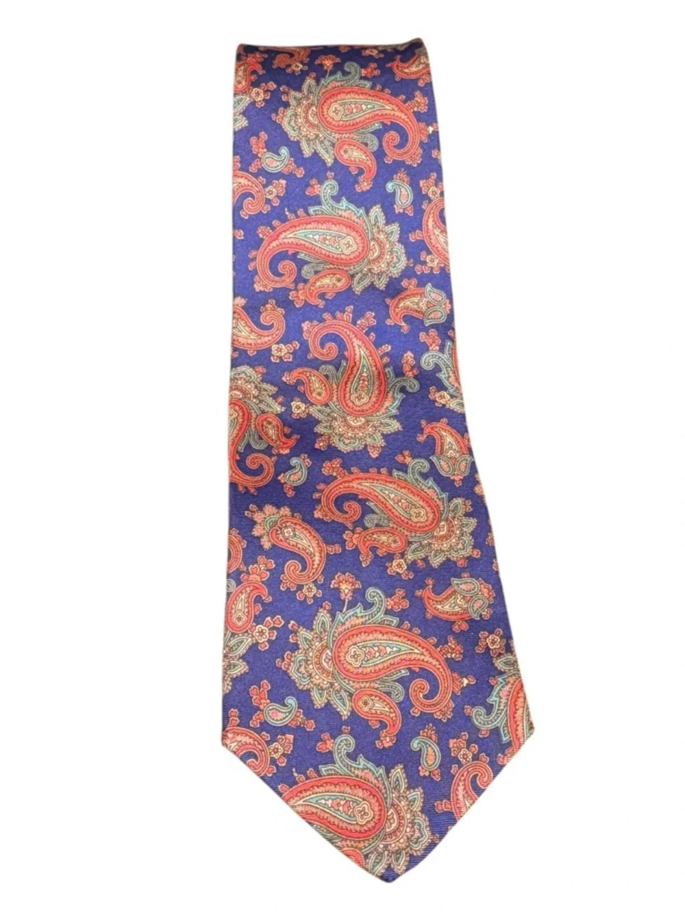 Givenchy Monsieur Vintage Silk Tie Royal Blue Paisley Made in Italy